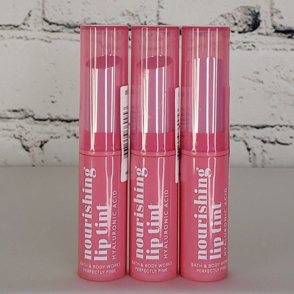 BATH & BODY WORKS 'PERFECTLY~PINK' NOURISHING LIP TINT 3-PIECE SET - Picture 5 of 14